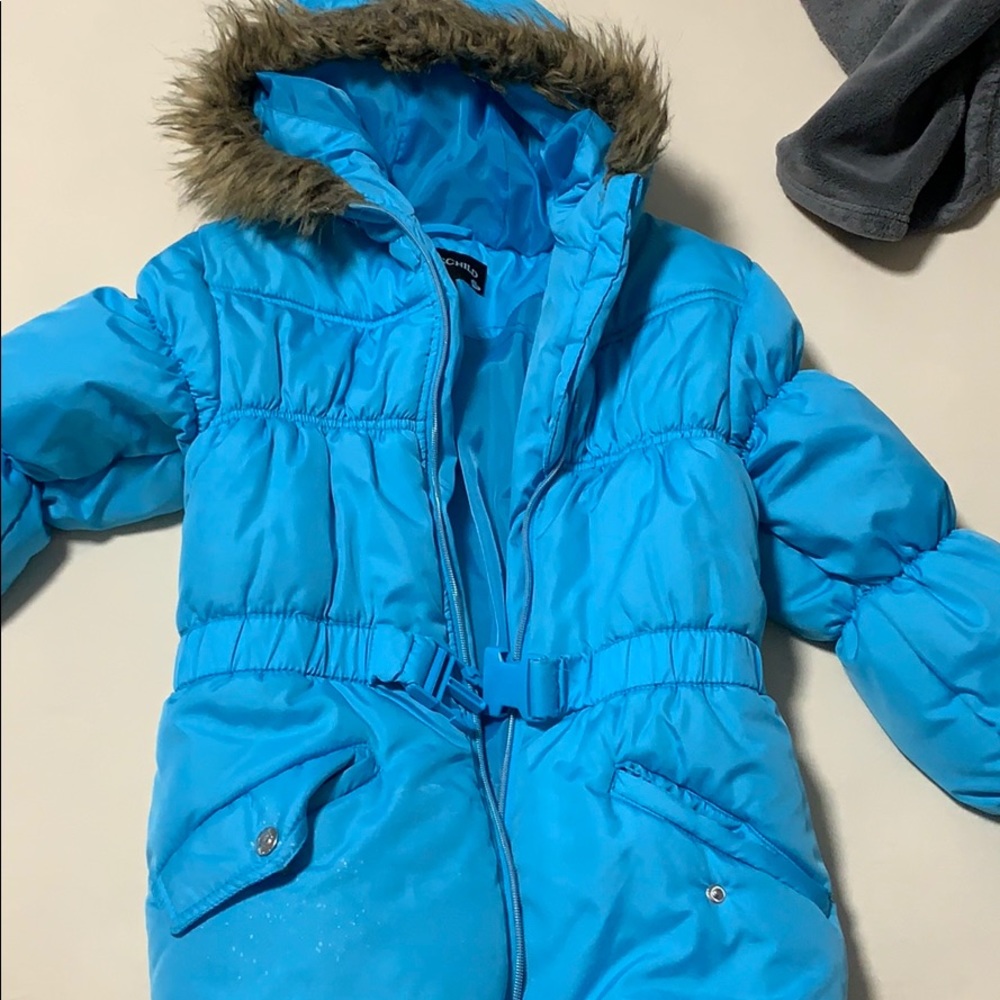 Blue puffer jacket